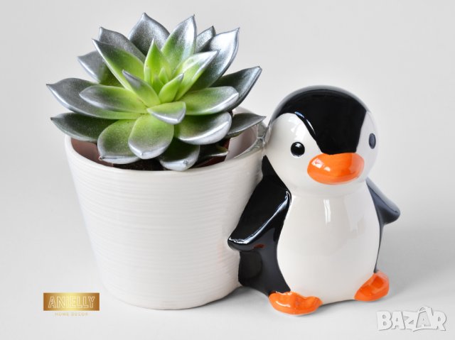 Керамична саксия с фигура на пингвин / Подарък за детска стая / Саксия с фигура на пингвин , снимка 10 - Декорация за дома - 40513327