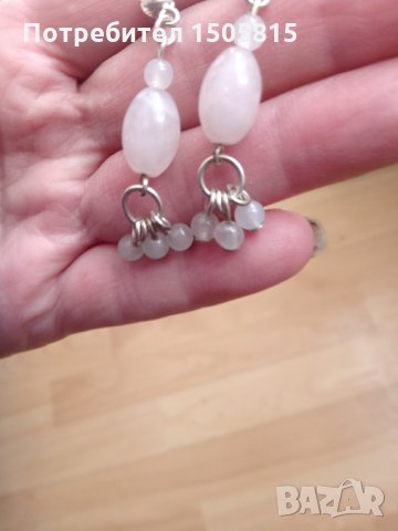 Обеци от сребро 925 дизайнерски обеци  с розов кварц, снимка 3 - Обеци - 32014353
