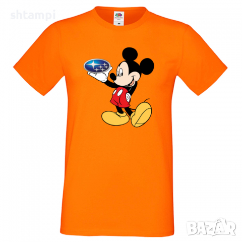 Мъжка тениска Mickey Mouse Subaru Подарък,Изненада,Рожден ден, снимка 3 - Тениски - 36577648