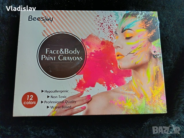 Комплект от 12 цвята пастели за рисуване върху лице и тяло на марката Beesjoу