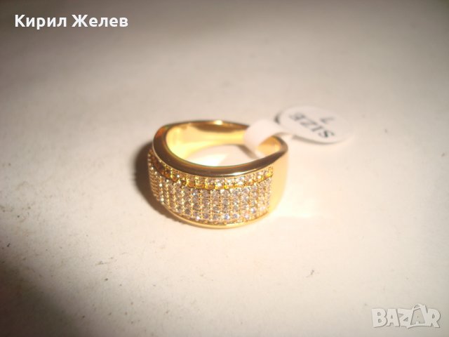 ПОЗЛАТЕН КРАСИВ ПРЪСТЕН ЧИСТО НОВ с ИНКРУСТИРАНИ ЦИРКОНИ 9483, снимка 2 - Пръстени - 31247353