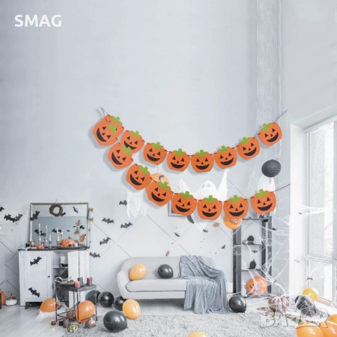 Гирлянд от филц с тикви за Halloween / Хелоуин, 3.5 м_1217538, снимка 3 - Декорация за дома - 52024347