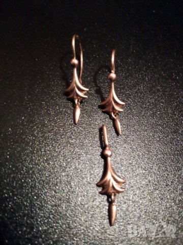 Антикварен руски златен комплект елхички 583 /звезда, сърп и чук 