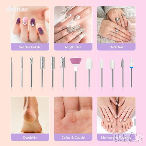 HEBECA Професионална електрическа пила за нокти с 12 свредла, снимка 10 - Продукти за маникюр - 42782223