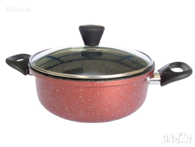 Тенджера Rosberg R51318G22, 22/24/26 см., Мраморно покр., Индукция, Бордо меланж, снимка 4 - Съдове за готвене - 52889063