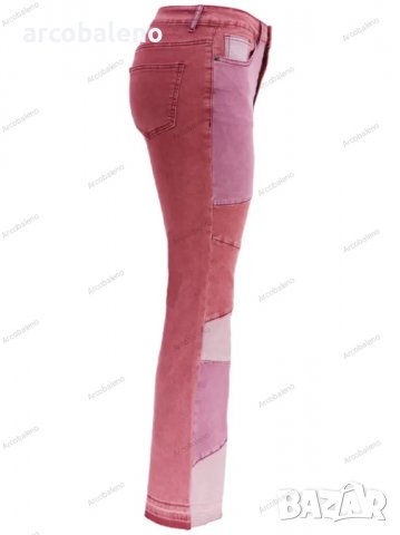 Дамски двуцветни улични изпрани клоширани дънки, 3цвята , снимка 11 - Дънки - 39745756