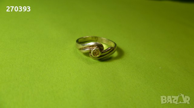 Детски сребърен пръстен с жълто камъче, снимка 3 - Пръстени - 38733759