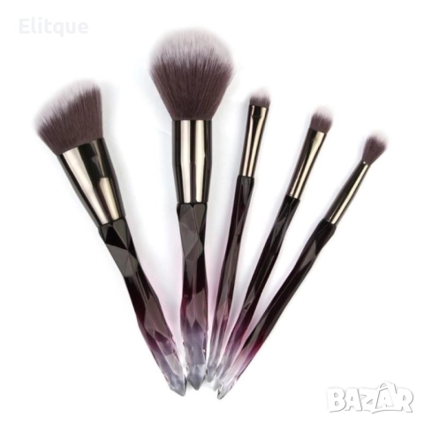 Сет от 5 броя четки за грим с диамантени дръжки HZS52