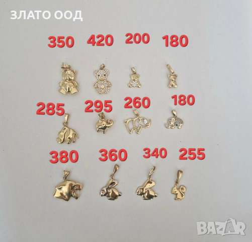 Златни медальони 14 К. - котки, мечета, слончета, снимка 2 - Колиета, медальони, синджири - 52526116