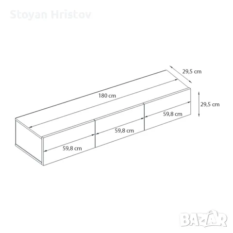 ТВ ШКАФ за телевизор с LED осветление в бял цвят 180×29.5×29.5cm., снимка 2 - Шкафове - 55793147