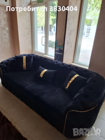 Голям масивен нов диван Честърфийлд, снимка 2 - Дивани и мека мебел - 52433381