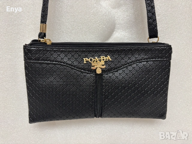 Малка черна чанта тип "портмоне" , снимка 2 - Чанти - 54156722