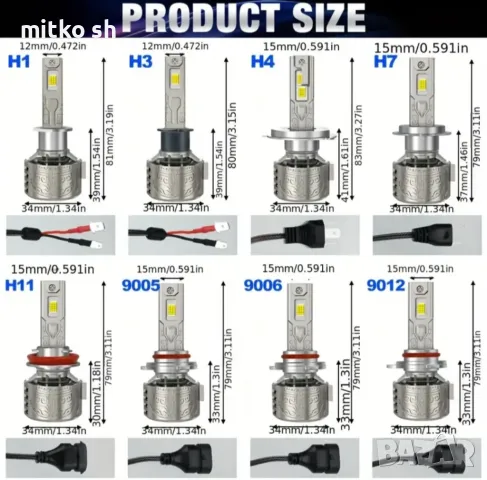 H1, H4, H7 Led +500% автомобилни крушки, снимка 5 - Аксесоари и консумативи - 49578609