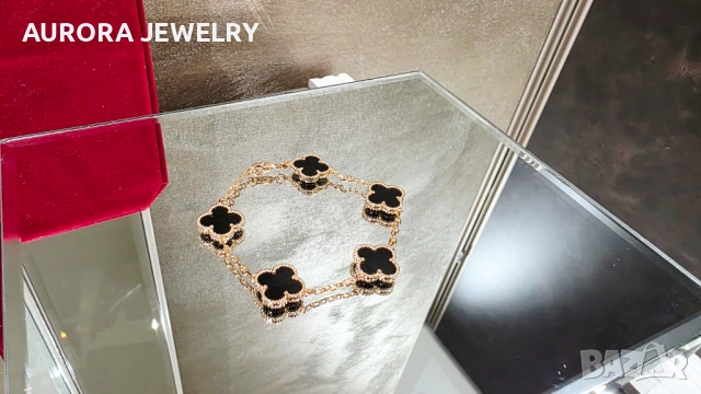 Van Cleef & Arpels VCA 5 Motifs Rose Gold Black Onyx Vintage Alhambra Дамска Гривна, снимка 2 - Гривни - 54062454