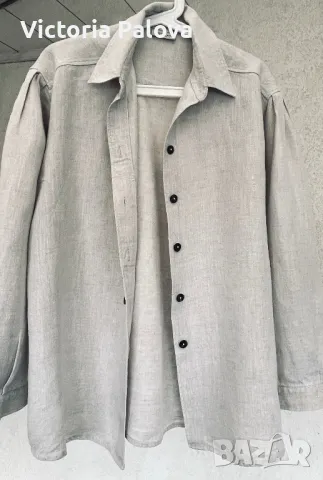 Дамска риза от груб лен, снимка 2 - Ризи - 48319497
