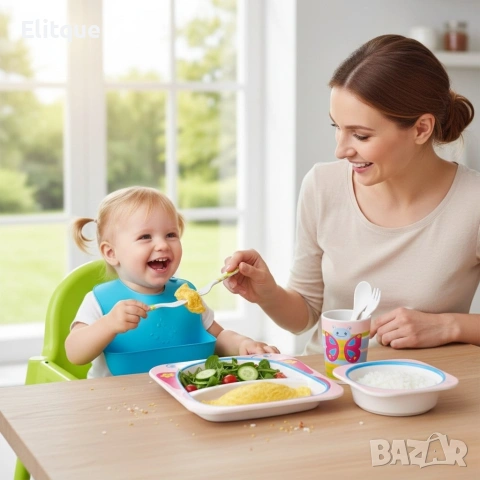 Детски комплект за хранене 5 части Cheffinger – чиния, купичка, чаша, лъжица и вилица, снимка 4 - Други - 53165335