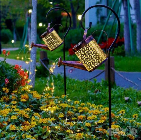 Декоративна соларна лампа със светлинни спринклери – ефект „водопад“, 60 LED, топла бяла светлина