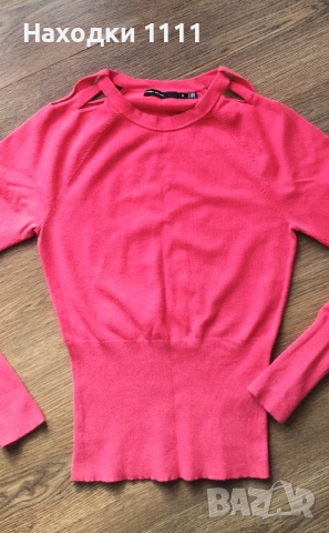 Оригинален пуловер KAREN MILLEN вискоза коралов цвят, р-р XS-S, перфектен, снимка 3 - Блузи с дълъг ръкав и пуловери - 52850421