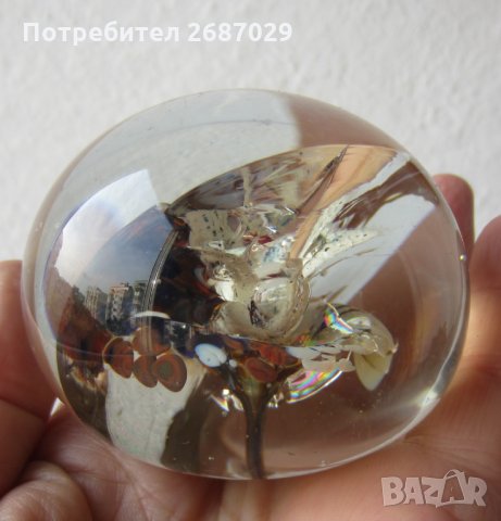 Преспапиета: преспапие стъкло с пеперуда, месинг велосипедист, заек оникс, синьо стъкло, снимка 4 - Колекции - 29576162