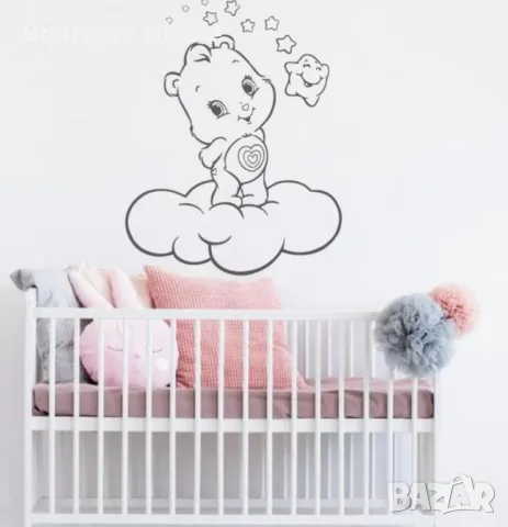 Стикер за стена "Меченце върху облак"  , снимка 3 - Декорация за дома - 47998497