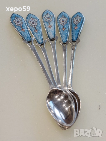 ССребърни 84 руски лъжички с емайл за чай или кафе-120 лв за брой,сребро 84, снимка 9 - Прибори за хранене, готвене и сервиране - 52637844