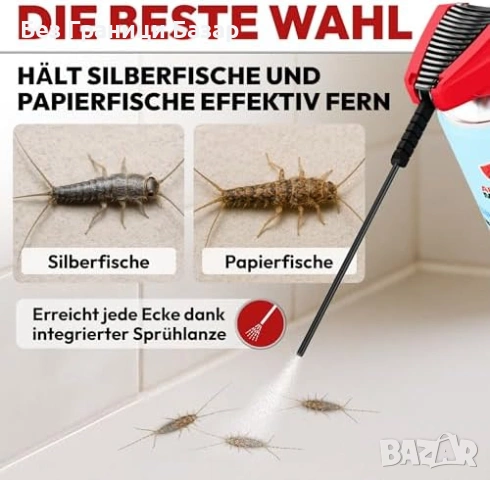 Нов Спрей против сребърни и книжни рибки 500 мл с дълга дюза Препарат, снимка 5 - Други стоки за дома - 53973294