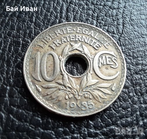Стара монета 10 сантима 1935 г. Франция -  красива !, снимка 4 - Нумизматика и бонистика - 42211307