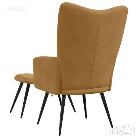 vidaXL Стол за релакс с табуретка, кафяв, кадифе, снимка 5 - Столове - 56146921