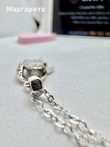 Сребърно колие с мойсанит (диамант) 1 карат, снимка 7 - Колиета, медальони, синджири - 54182718