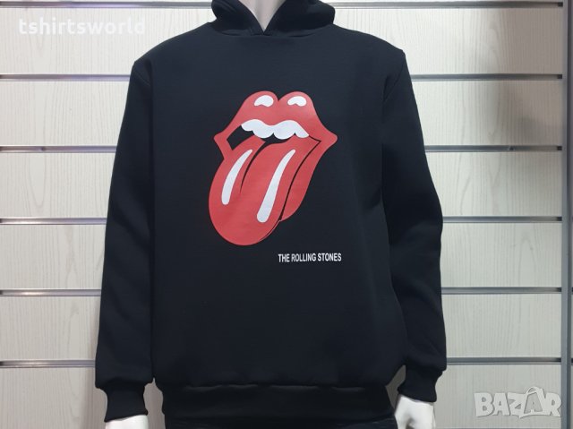 Нов мъжки суичър с трансферен печат на музикалната група Rolling Stones
