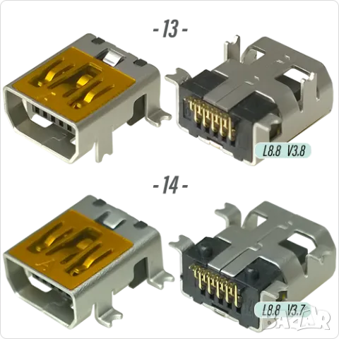 Букса конектор  USB mini  ; 4/5/8/10 pin Female jack SMT connector, снимка 8 - Ремонт на друга електроника - 39471255