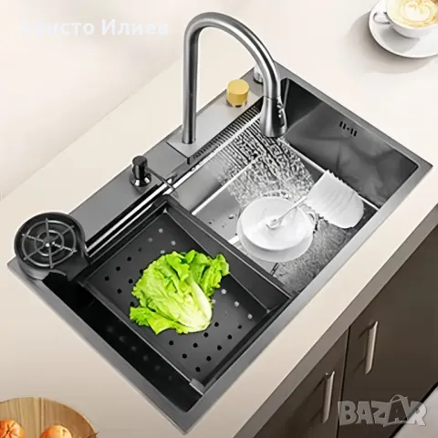 Модерна Кухненска мивка с функция водопад Луксозна Мултифункционална 60 х 45см