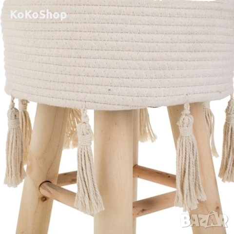 Табуретка с пискюли - декоративна, бохо стил, снимка 3 - Столове - 53927393