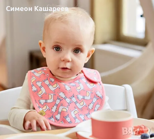 Памучен непромокаем бебешки лигавник с велкро LÄŠSIG Glama Lama, Размер S