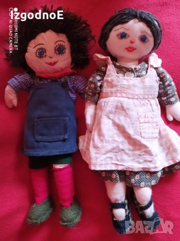 Стари меки ръчно изработени кукли момче и момичр, снимка 2 - Колекции - 29699307