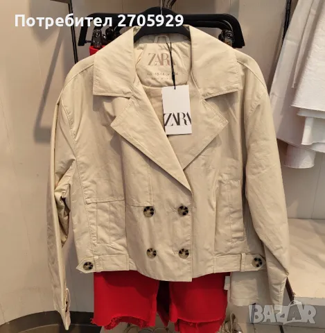 Нов Zara къс тренчкот, размер 13-14 г. (164 см) става за S/M , снимка 6 - Палта, манта - 48234583