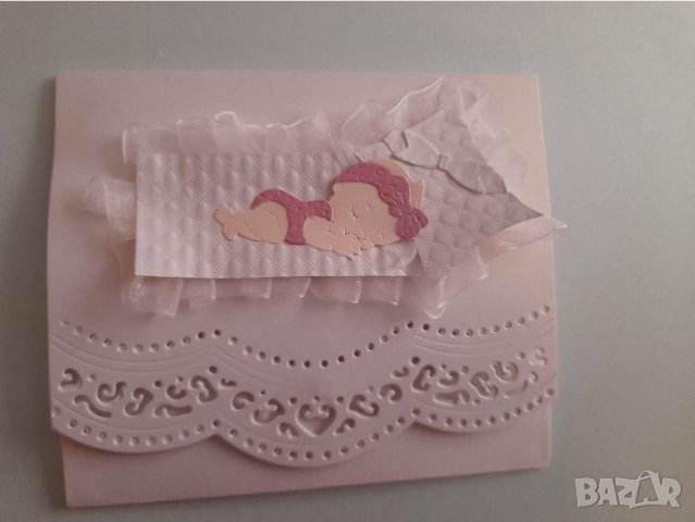 Картичка с плик за новородено бебче момиченце, снимка 2 - Други - 37345903