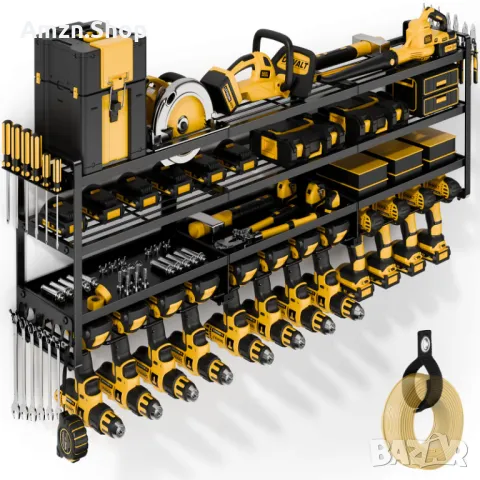 Голям стенен органайзер за електроинструменти тежкотоварен рафт за винтоверт гайковерт бормашина, снимка 1