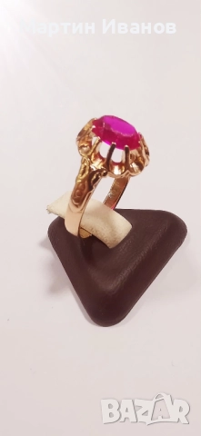 Златен руски пръстен с рубин 11, снимка 2 - Пръстени - 51543152