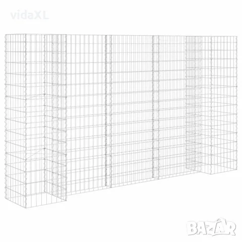 vidaXL Габион плантер Н-образен, стоманена тел, 260x40x150 cм