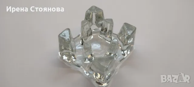 Стъклена поставка за чаена свещ/подгрев за чайник, масивно пресовано стъкло. 