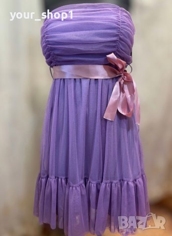 Дамска рокля с тюл в цвят лилаво, снимка 3 - Рокли - 40172496