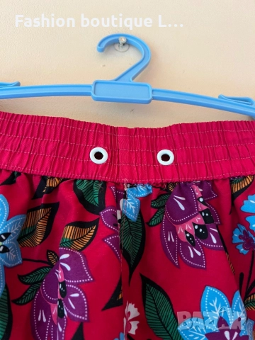 Цикламени къси панталонки с флорален десен на цветя 65% памук с джобове и ластик в кръста M размер , снимка 4 - Къси панталони и бермуди - 51795893