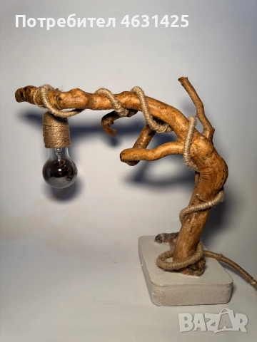 Ръчно изработена настолна рустик лампа, снимка 2 - Настолни лампи - 52160483