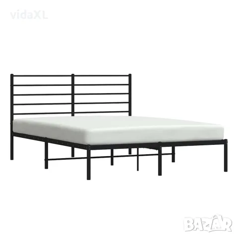 vidaXL Метална рамка за легло с горна табла, черна, 140x200 см, снимка 5 - Спални и легла - 56147219