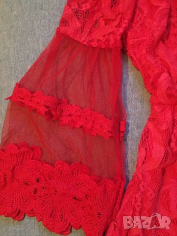 Елегантна червена дантелена рокля , снимка 9 - Рокли - 38035901