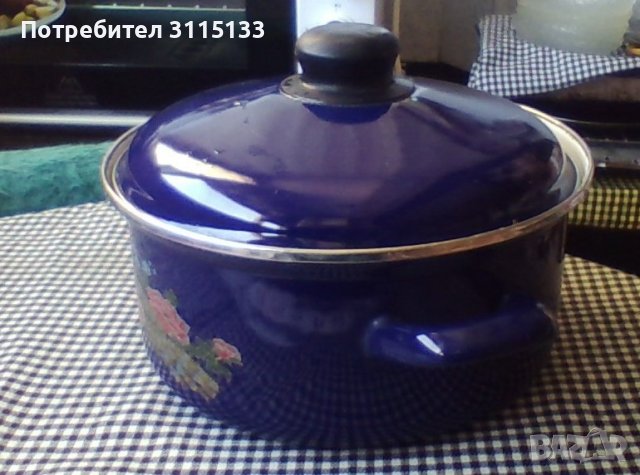 Индукционна Емайлирана тенджера с декор , снимка 3 - Съдове за готвене - 37916500