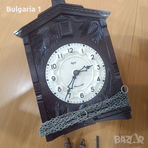 стенен часовник МАЯК с махало кукувичка в кашон, снимка 4 - Антикварни и старинни предмети - 53306610