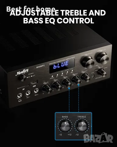 Стерео система ,усилвател с USB и вход за микрофон за караоке Moukey, снимка 3 - Аудиосистеми - 50362816