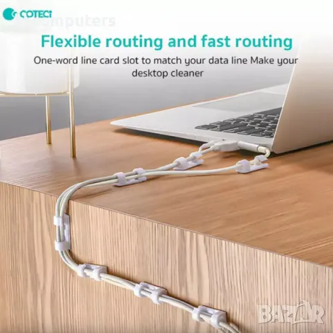 Coteci Фиксатор за кабел 20бр / Бял / Баркод : 2403644, снимка 4 - Селфи стикове, аксесоари - 47709117